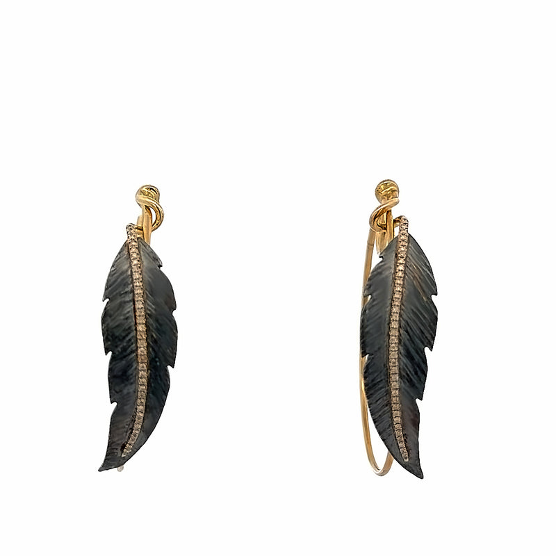 Diamond Accented Feather Hoops