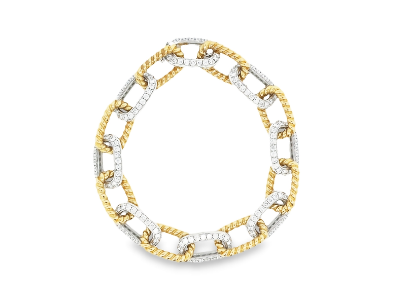 Alternating Diamond Pave & Gold Rope-Style Link Bracelet