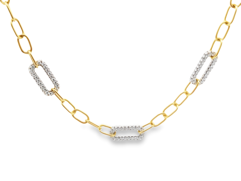 Paperclip Chain Necklace with 3 Diamond Pavé Links | Marisa Perry