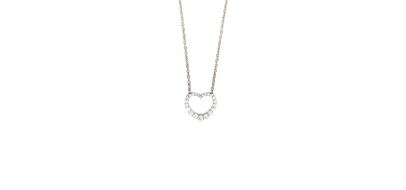 Ladies 18K White Gold Tapered Heart Diamond Pendant