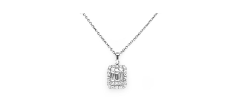 LADIES 18K WHITE GOLD DIAMOND PENDANT