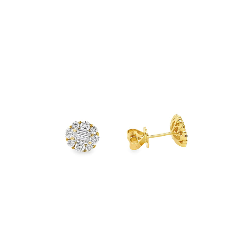 Baguette and Round Diamond Studs