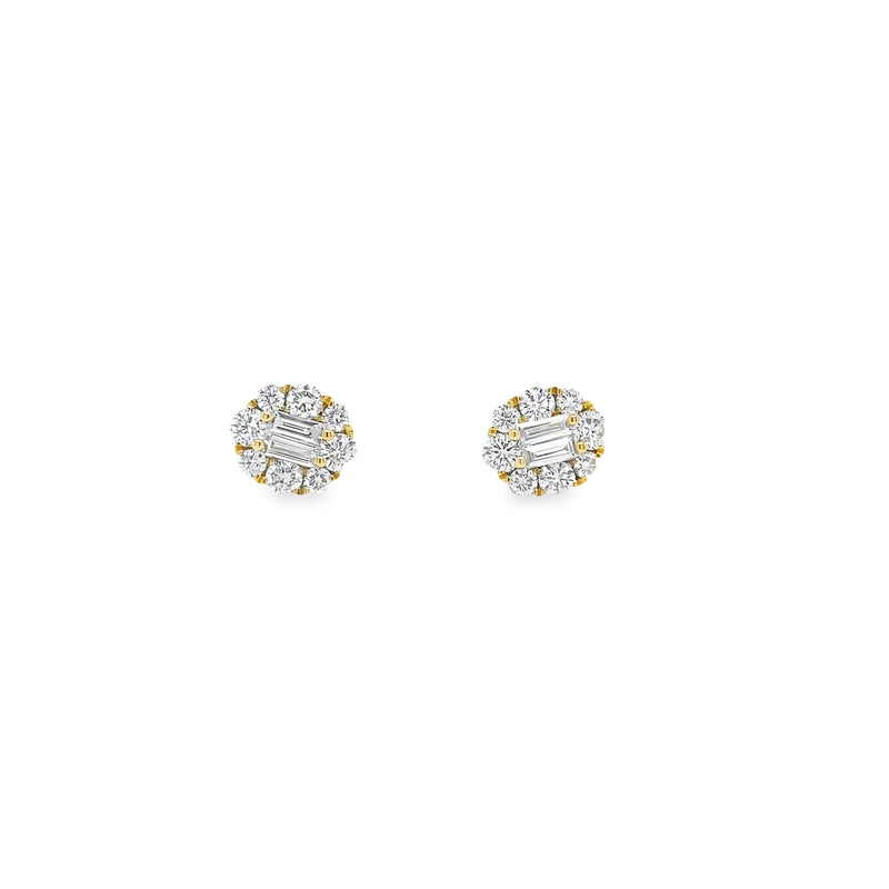 Baguette and Round Diamond Studs