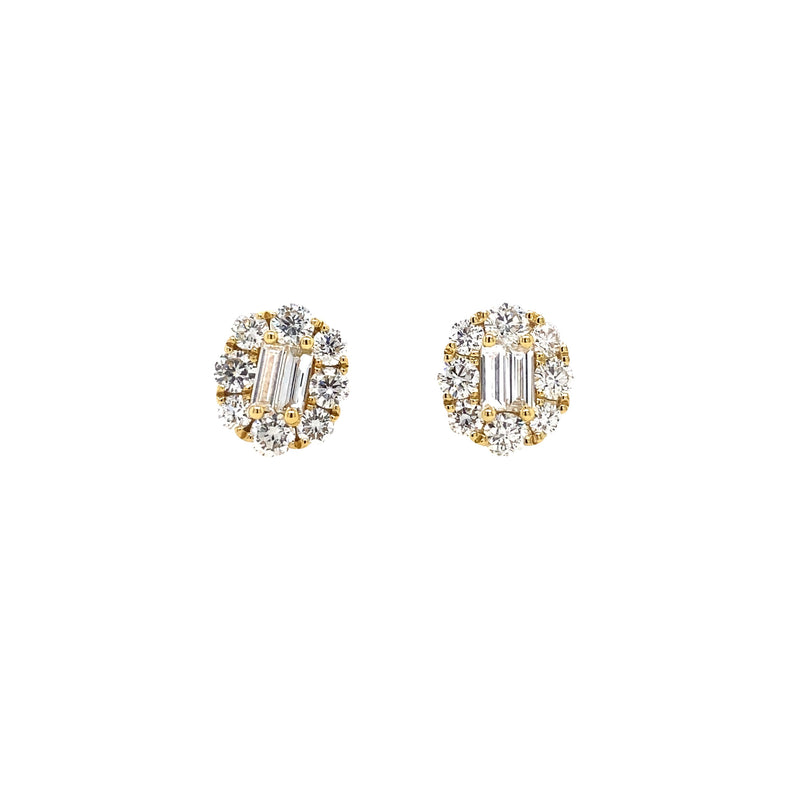 Baguette and Round Diamond Studs