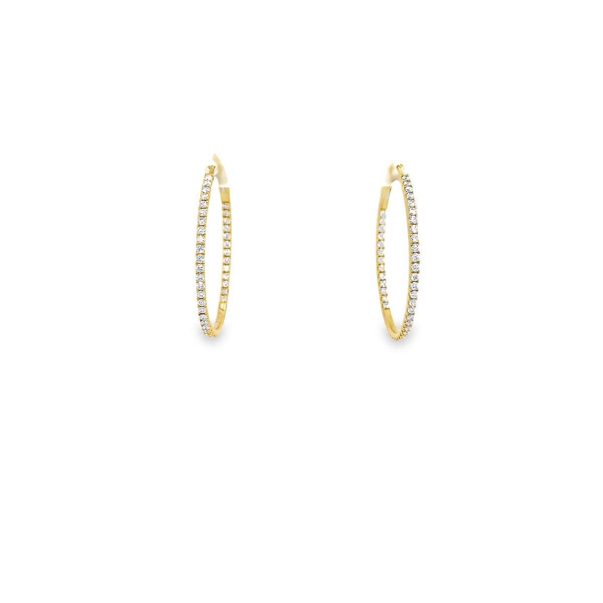 Round In And Out Round Diamond Hoops