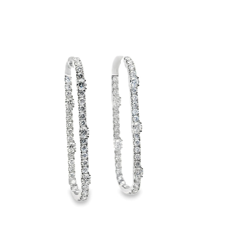 LADIES 18K WHITE GOLD DIAMOND HOOP EARRINGS