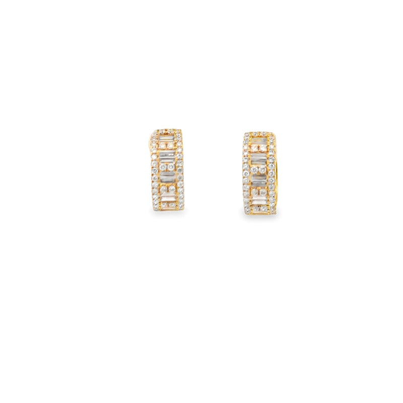 LADIES 18K YELLOW GOLD DIAMOND HUGGIE EARRINGS