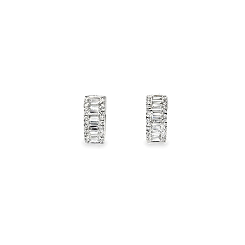 LADIES 18K WHITE GOLD DIAMOND HUGGIE EARRINGS