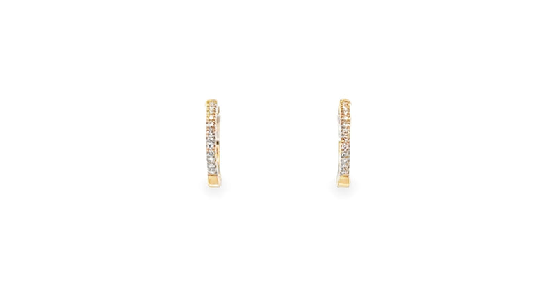 14K Yellow Gold Diamond Huggie Earrings