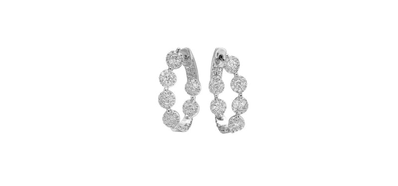 18K White Gold Diamond Hoop Earrings