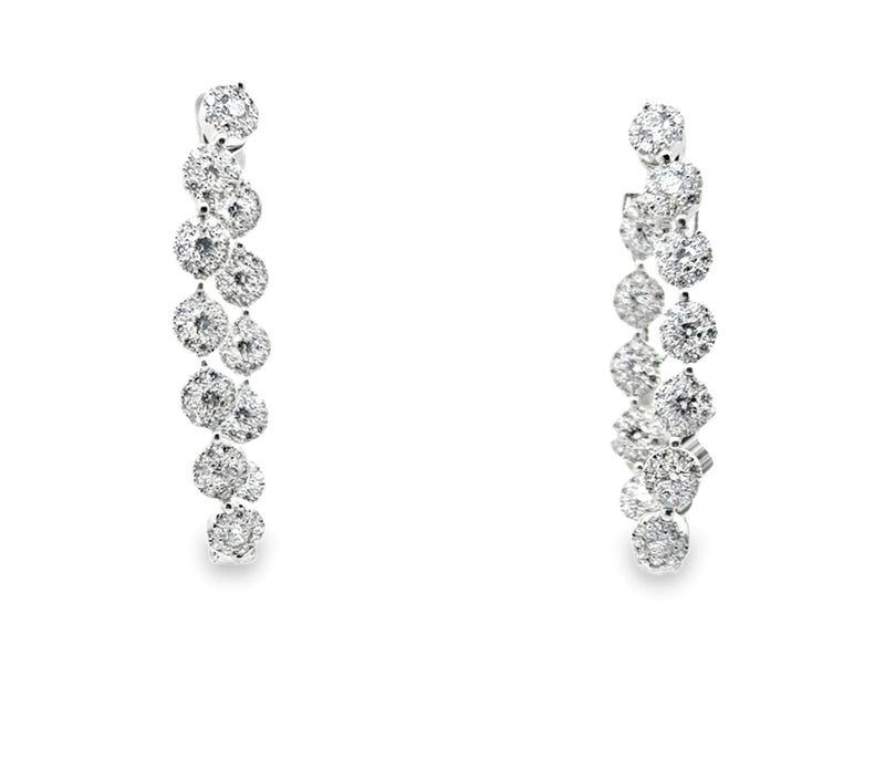 18K White Gold Diamond Hoop Earrings