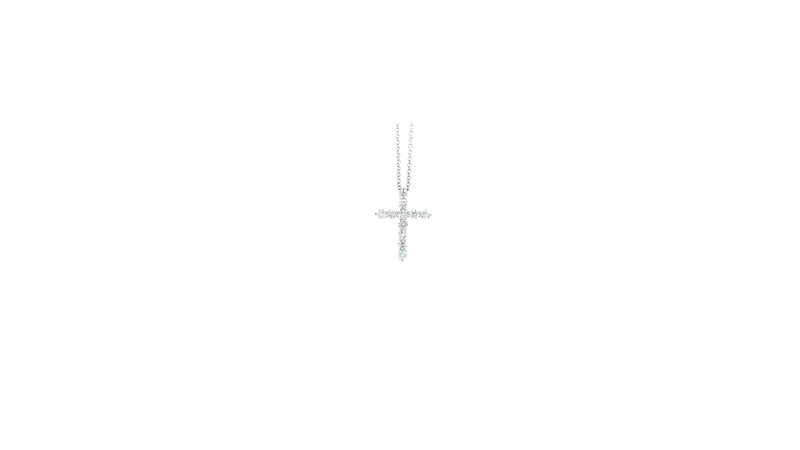 LADIES 18K WHITE GOLD DIAMOND CROSS PENDANT