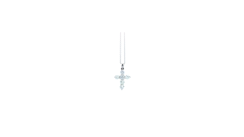 LADIES 18K WHITE GOLD DIAMOND CROSS PENDANT