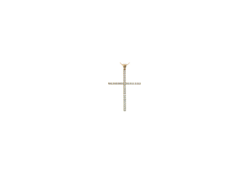 LADIES 18K YELLOW GOLD DIAMOND CROSS PENDANT