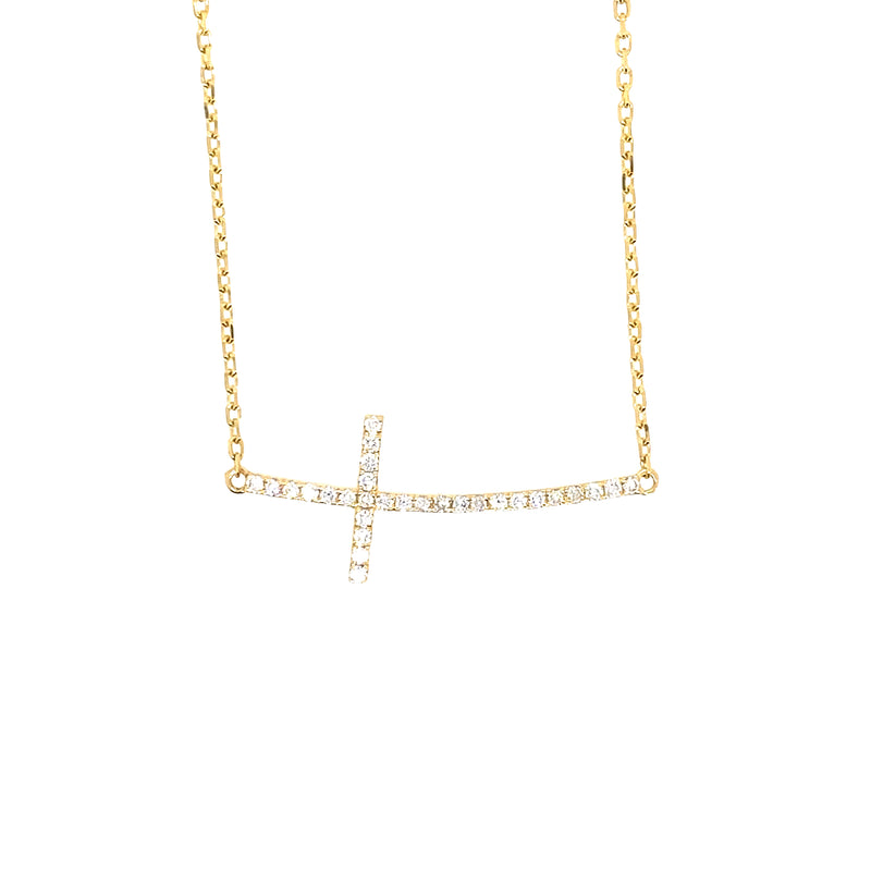 Diamond Sideways Cross Necklace