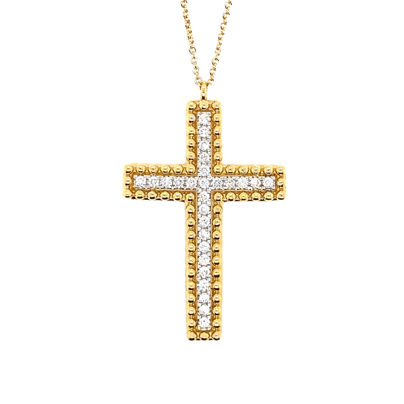 Beaded Diamond Cross Necklace