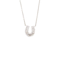 Round Diamond and Baguette Horseshoe Necklace