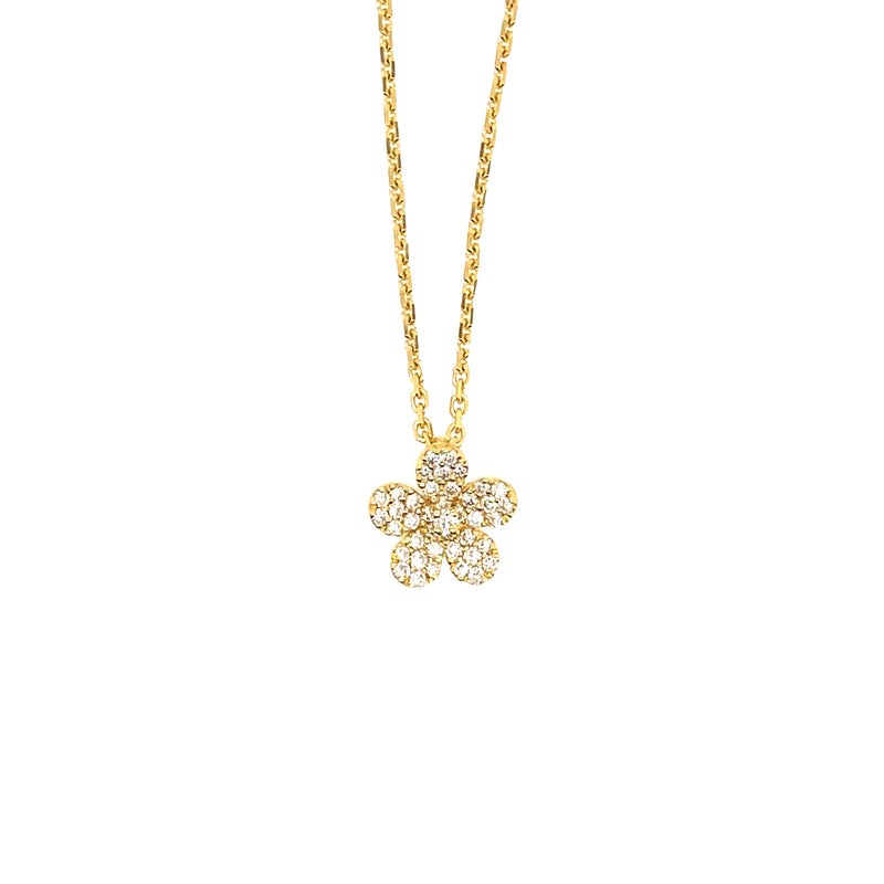 Pave Diamond Flower Necklace