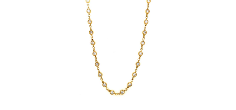 LADIES 18K YELLOW GOLD 32 INCH DIAMOND BY THE YARD NECKLACE