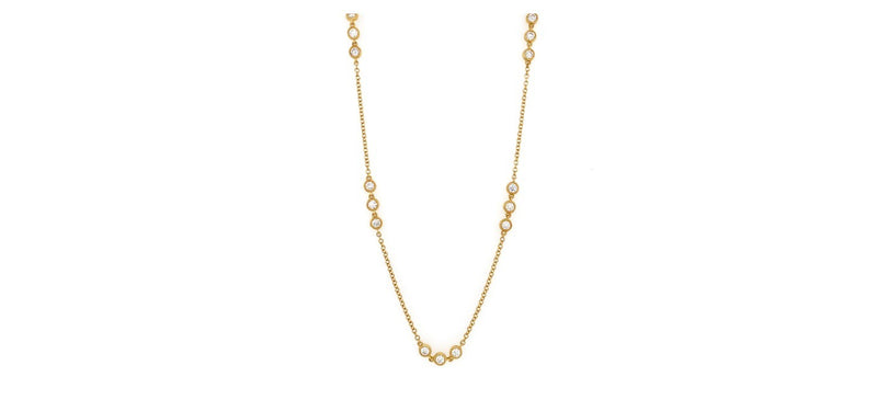 LADIES 18K YELLOW GOLD DIAMOND BY THE YARD NECKLACE