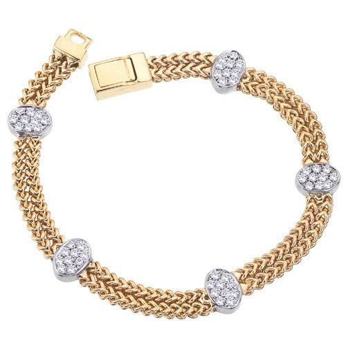 Vertical Oval Diamond Cluster Double Link Bracelet