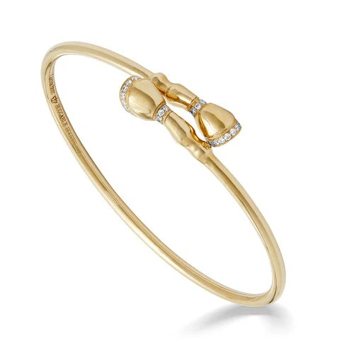 LADIES 18K YELLOW GOLD MEDIUM HUGGLE HOOVES DIAMOND BRACELE