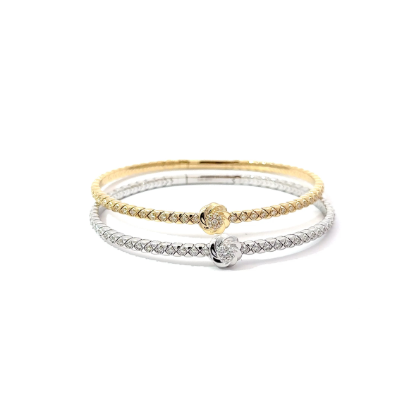 LADIES 14K YELLOW GOLD DIAMOND FLEXIBLE BANGLE BRACLET