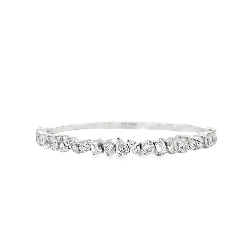 18K White Gold Multi-Shape Diamond Flex Bangle