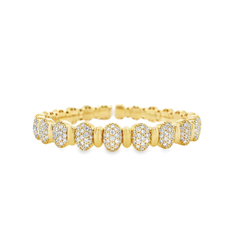 14K Yellow Gold Sretch Diamond Bangle Bracelet