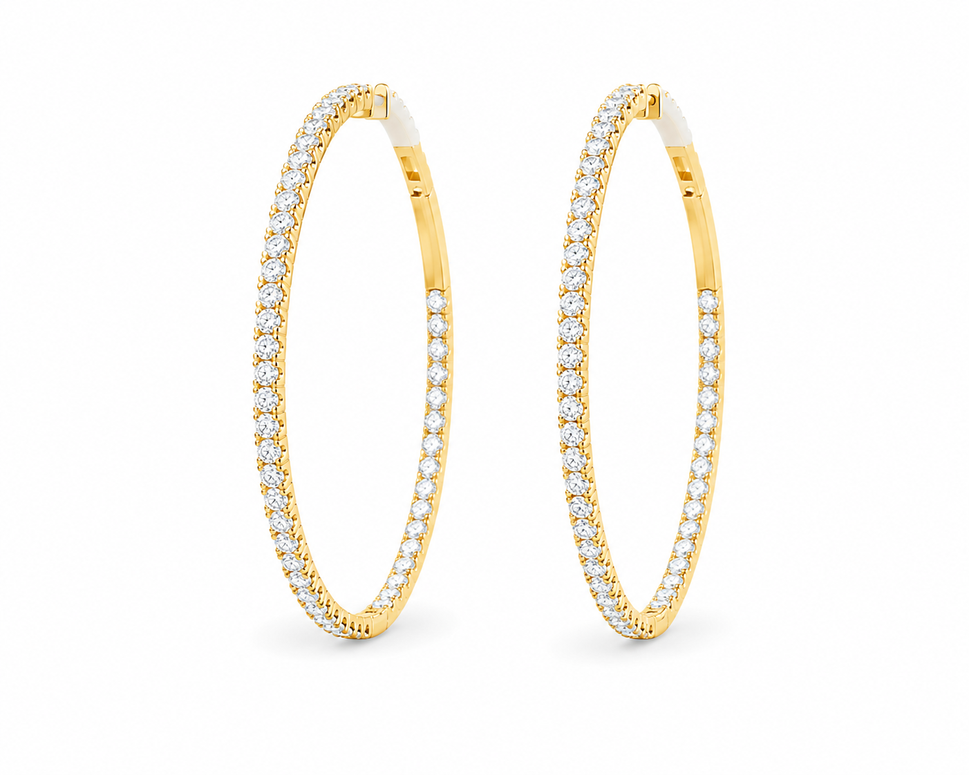 18K Yellow Gold Inside-Out Diamond Hoop Earrings | 1.35 CTW