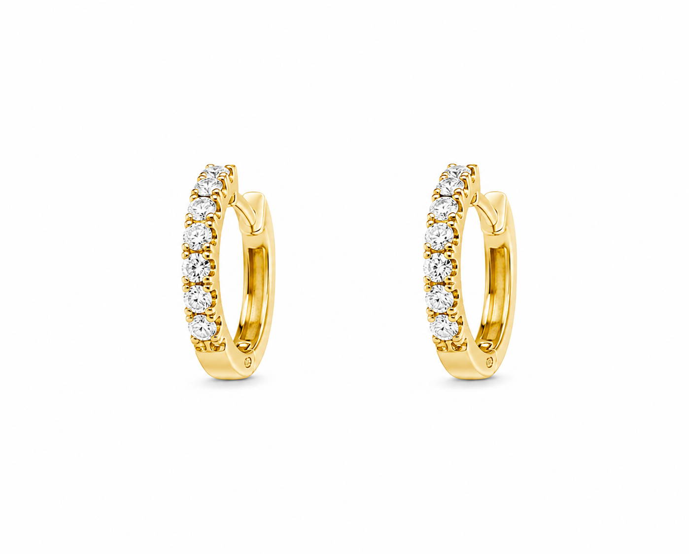 18K Yellow Gold Diamond Huggie Earrings | 0.26 CTW