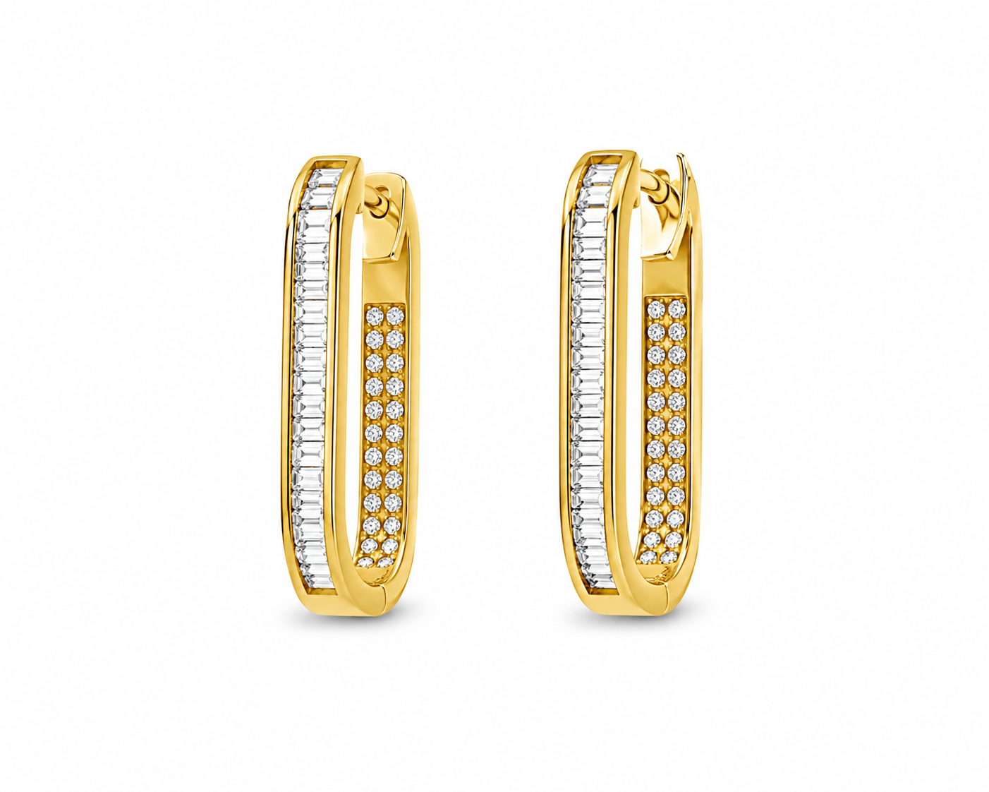 18K Yellow Gold Diamond Paperclip Hoop Earrings | 1.14 CTW