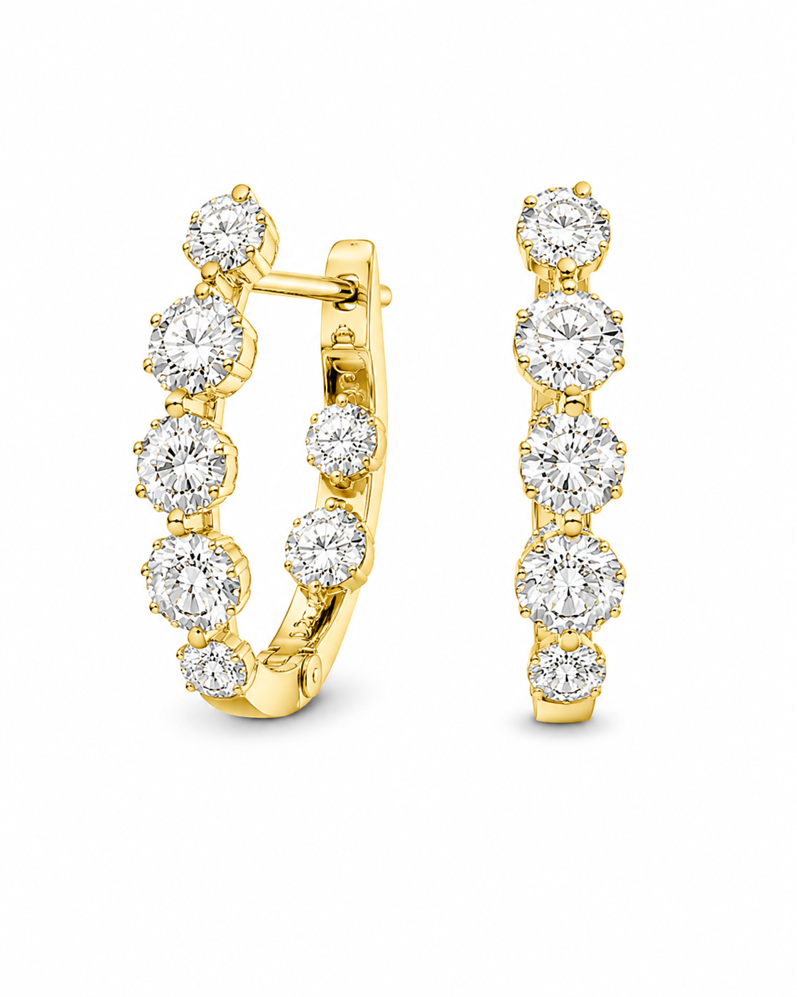 18K Yellow Gold Diamond Hoop Earrings | 1.39 CTW