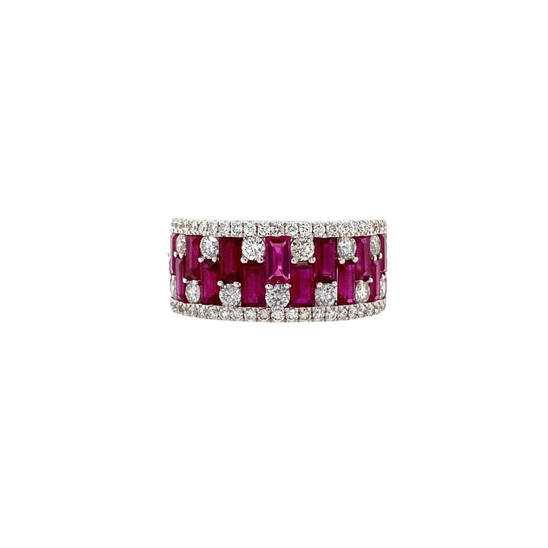 Staggered Diamond and Ruby Band