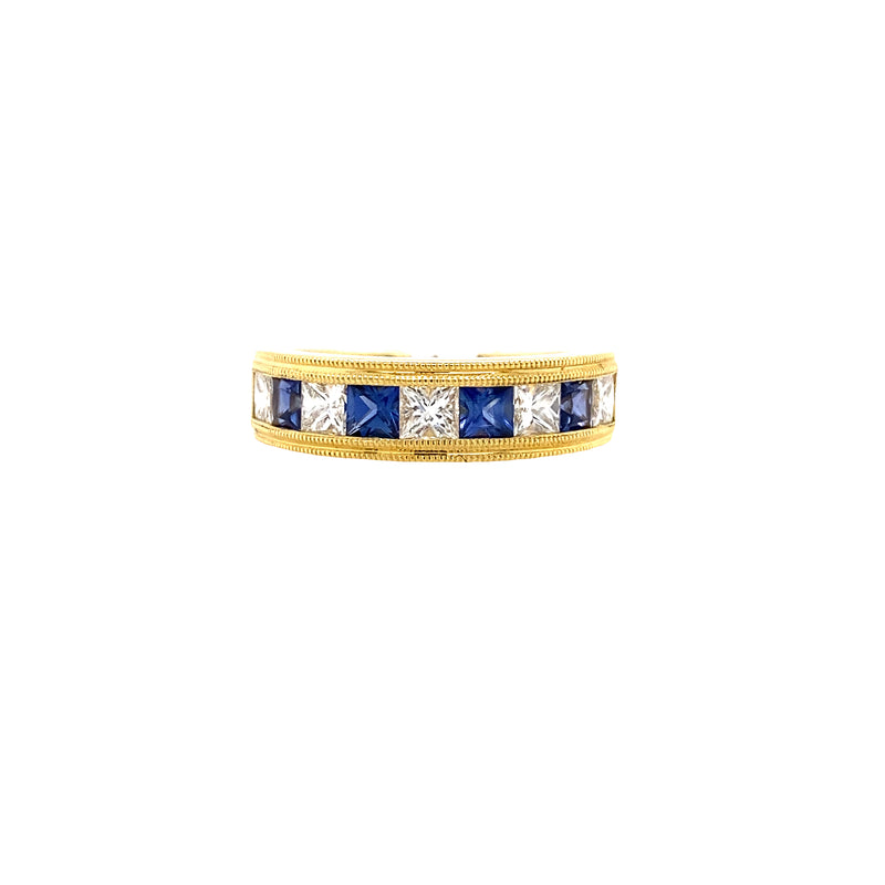 Blue Sapphire and Diamond Band