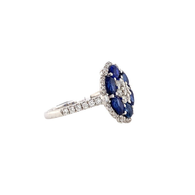 Diamond and Sapphire Flower Ring