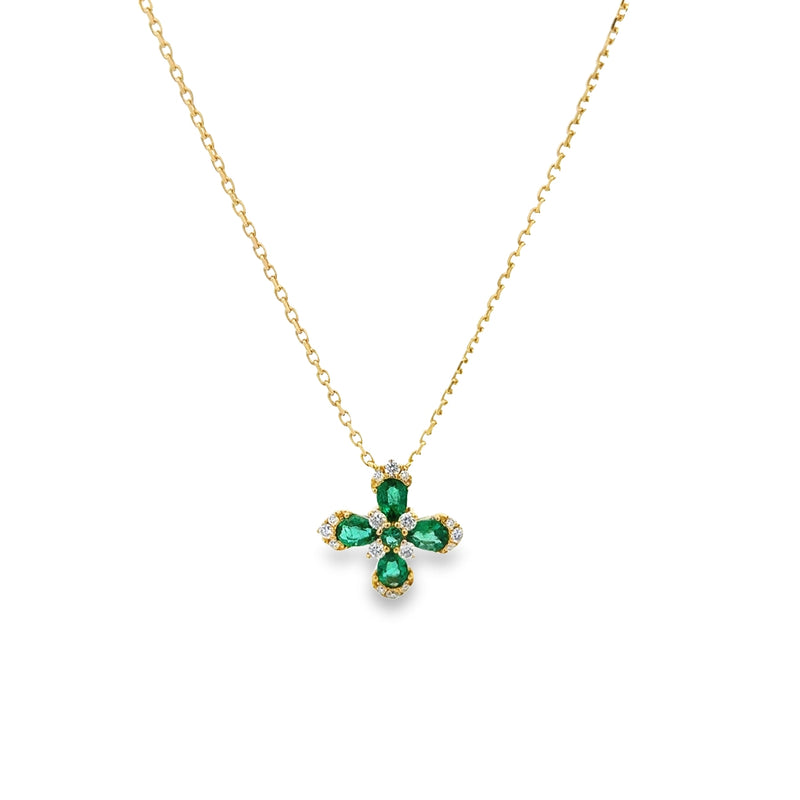 Emerald and Diamond Floral Necklace