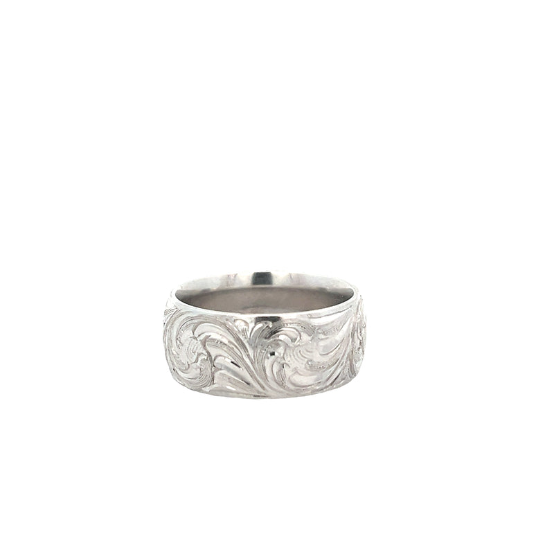 10mm 14kt White Gold Western Scroll