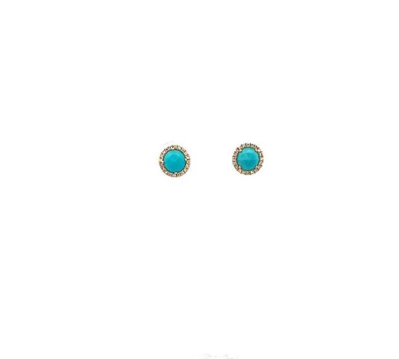 5MM ROSE CUT TURQUOISE CENTER WITH DIAMOND HALLO