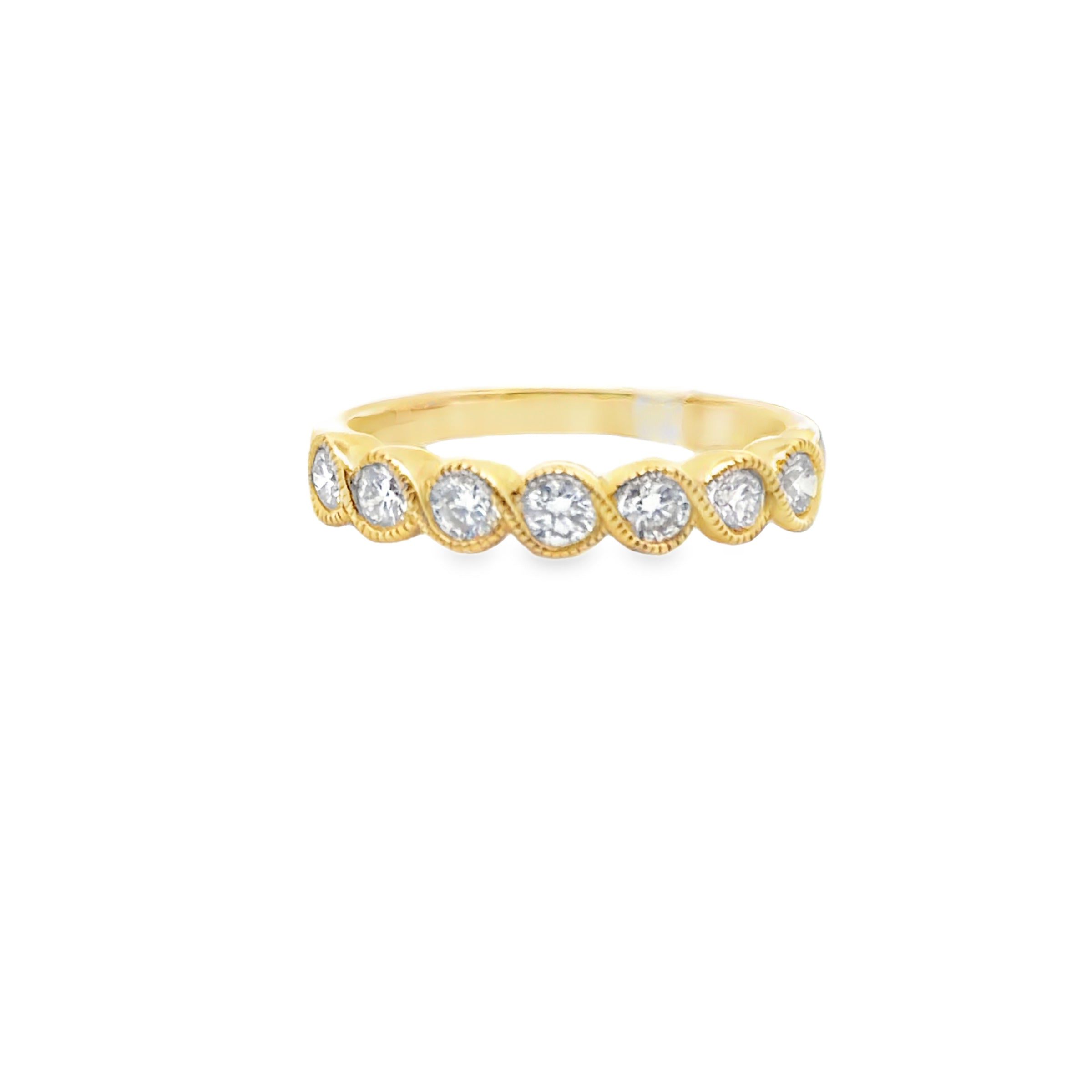 18K YELLOW GOLD LADIES SCALLOPED MILGRAINE BEZEL S