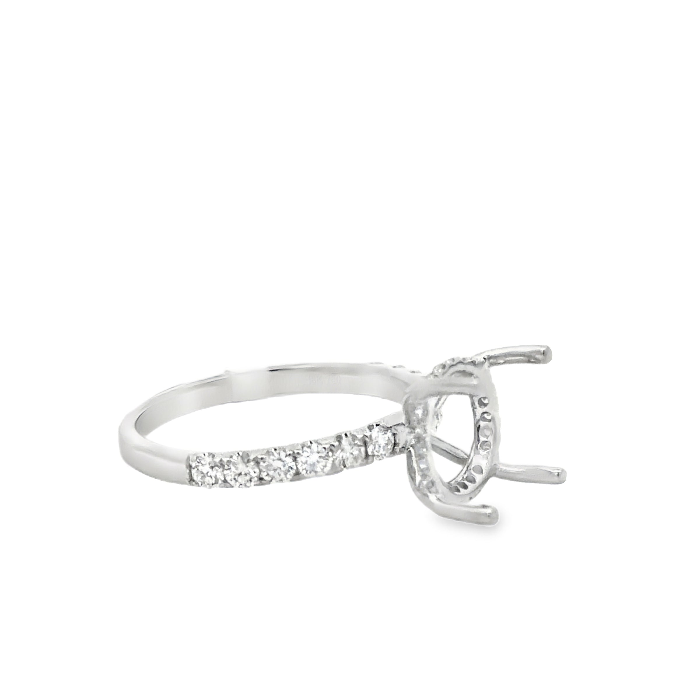 18K WHITE GOLD LADIES DIAMOND ENGAGEMENT RING SEMI