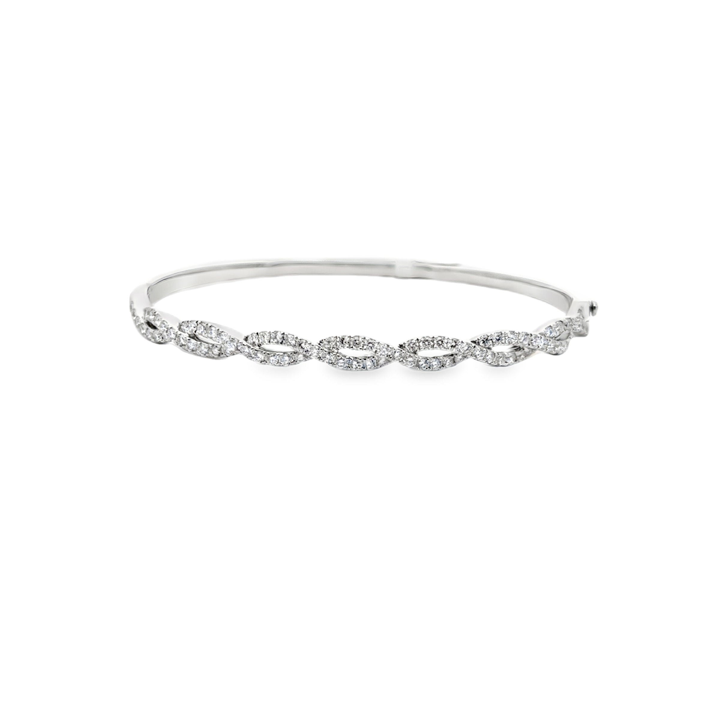 Ladies White Gold Diamond Bangle Bracelet