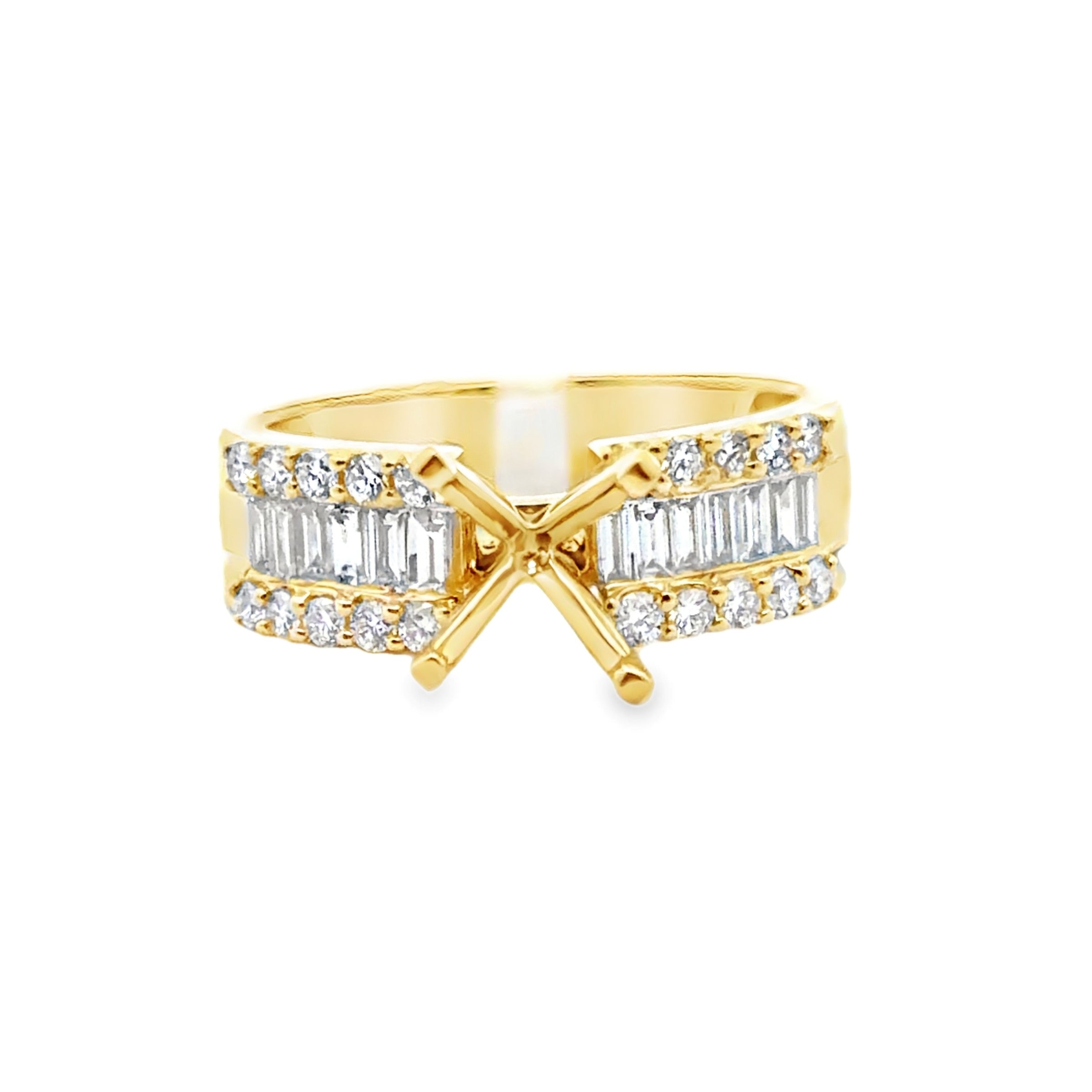 18K YELLOW GOLD LADIES DIAMOND SEMI MOUNTING FEATU