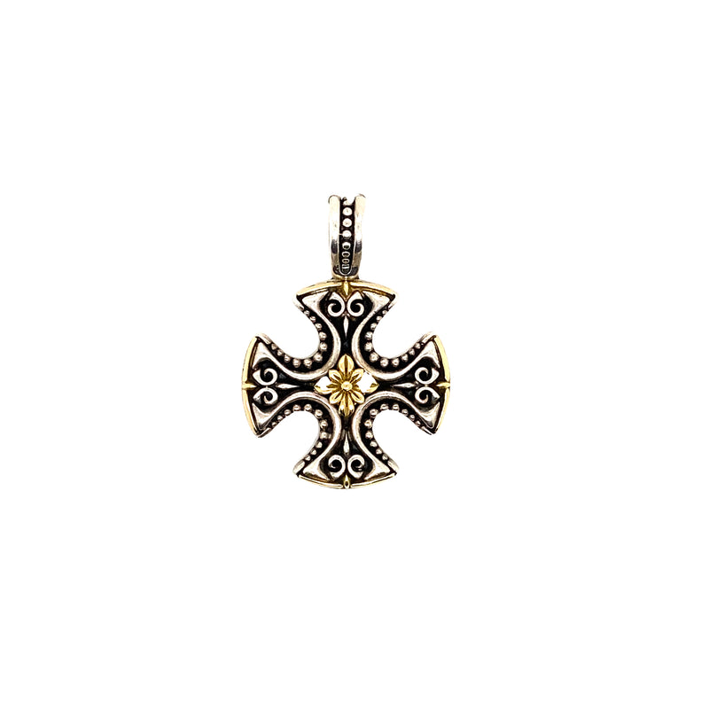 Two Tone Engraved Cross Pendant