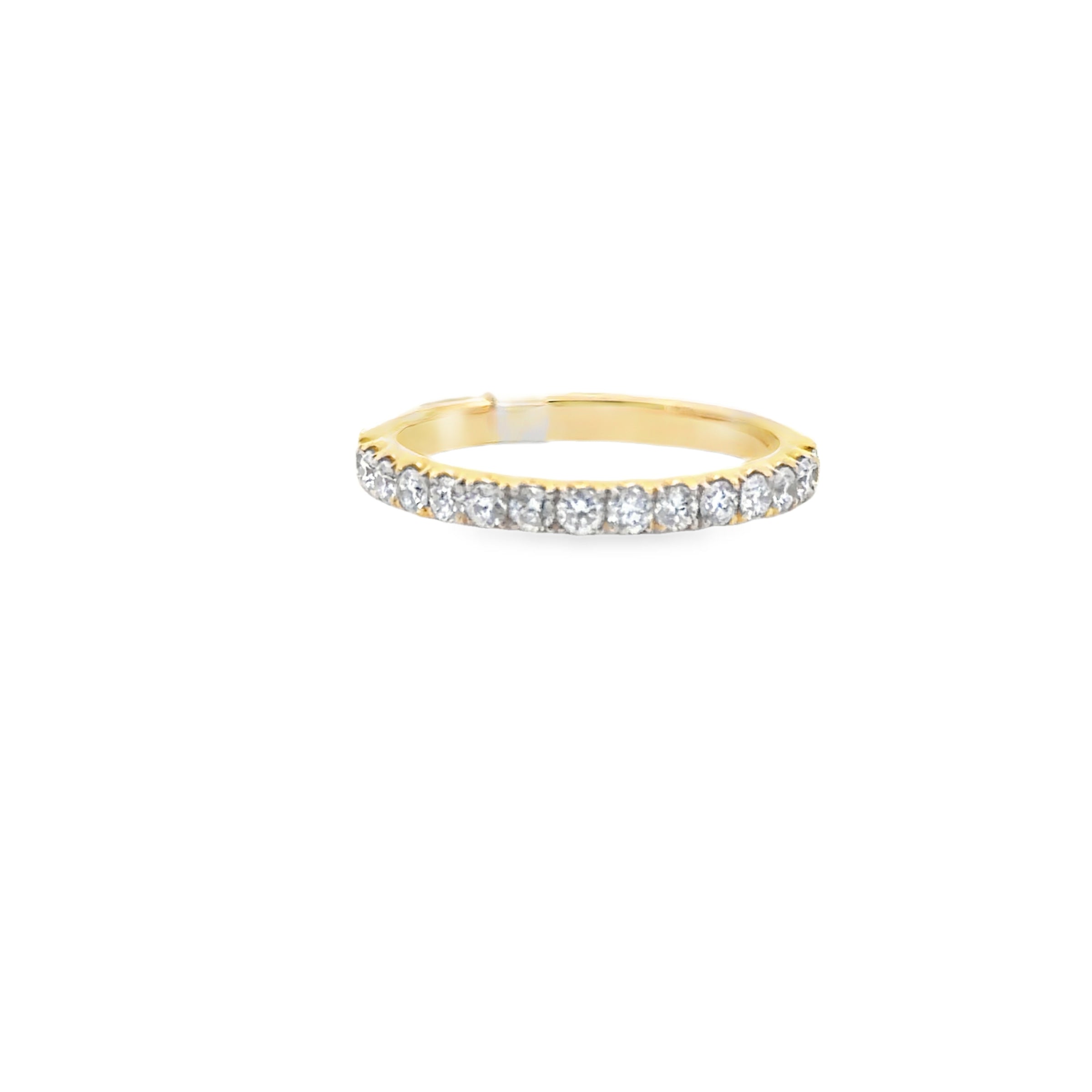 18K YELLOW GOLD LADIES DIAMOND WEDDING BAND FEATUR