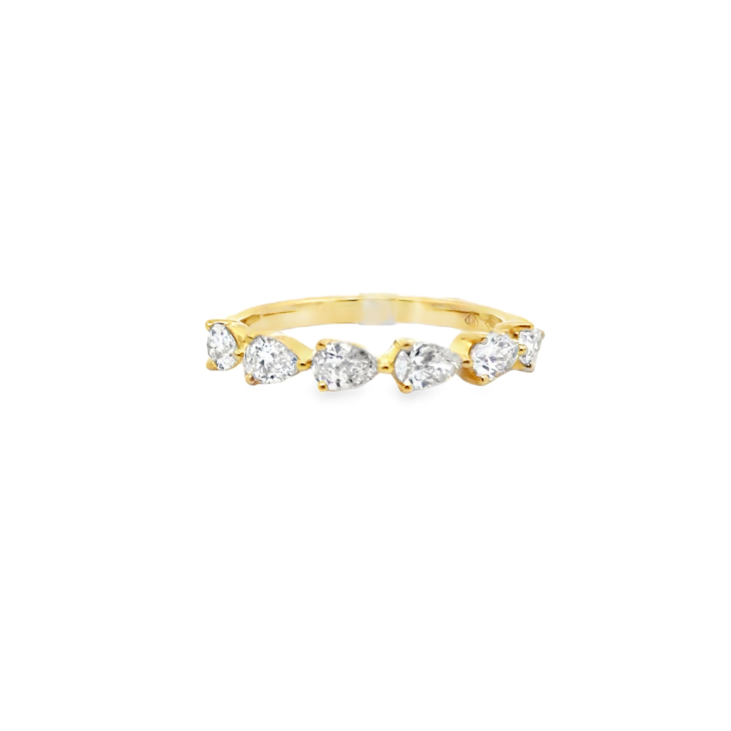 18K YELLOW GOLD DIAMOND BAND FEATURING 6-PEAR CUT