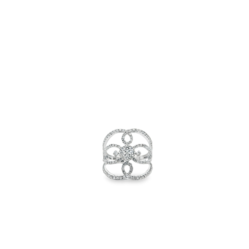 18KT WHITE GOLD ROUND DIAMOND ACCENTED 4 ROW WIDE