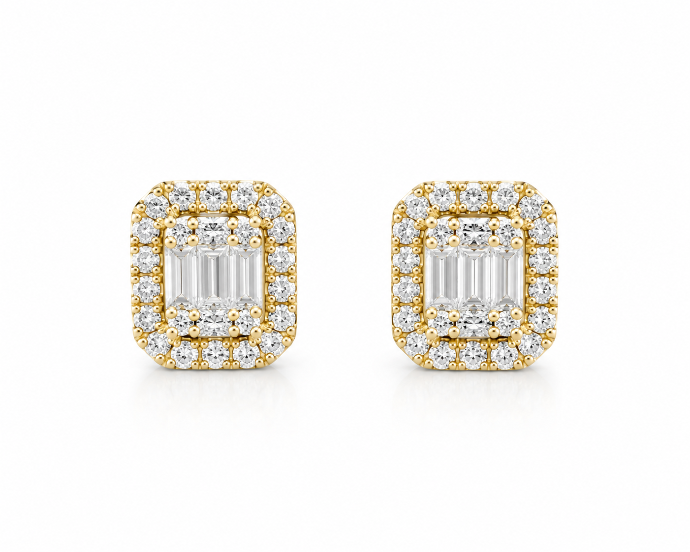 14K Yellow Gold Composite Diamond Stud Earrings
