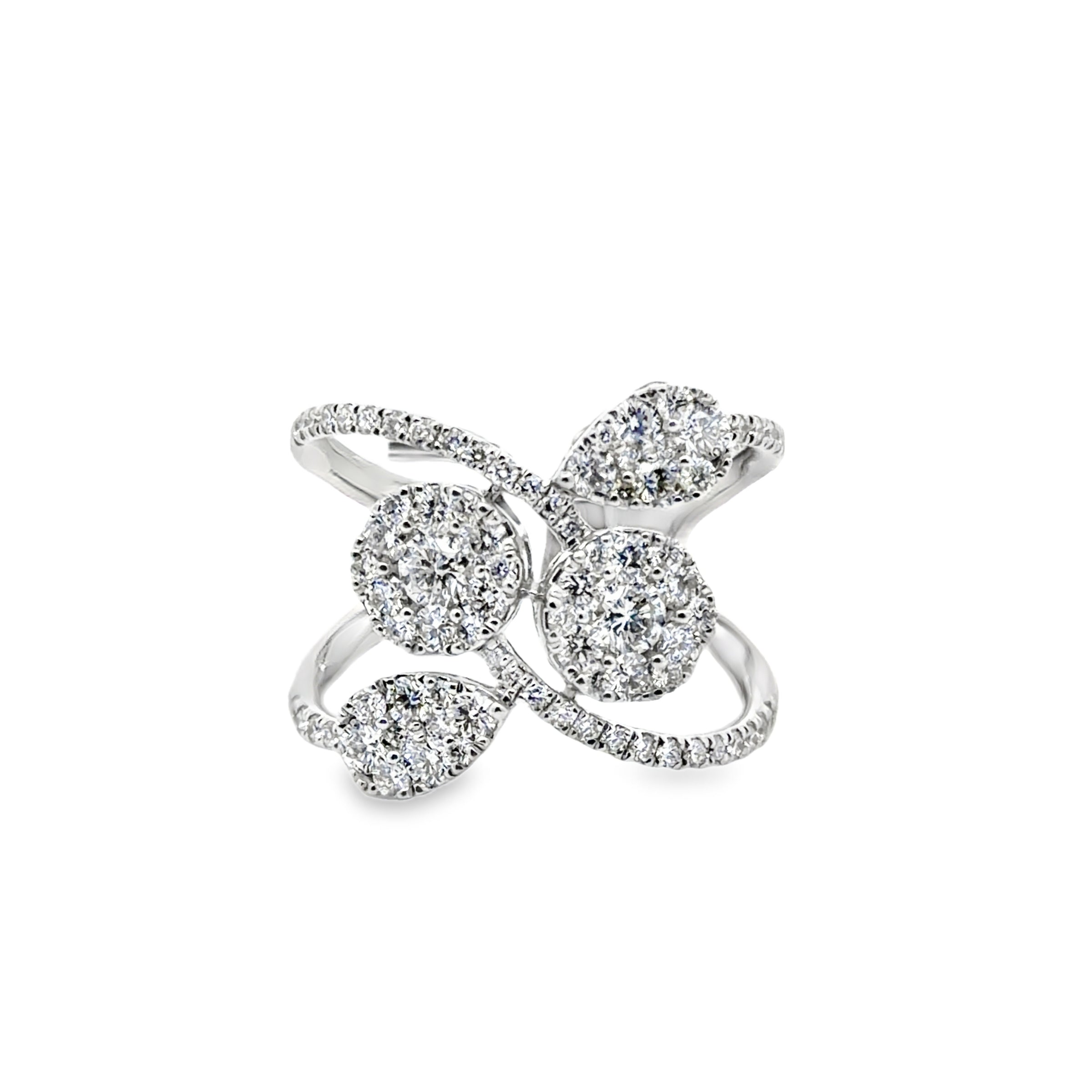 18KW WHITE GOLD LADIES FREEFORM CLUSTER DIA RING F