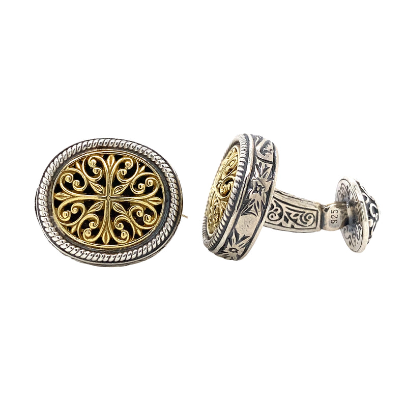 Two Tone Filligree Cuff Links